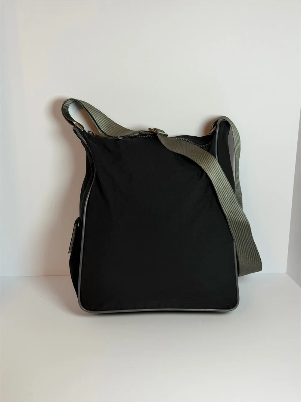 Prada Linea Rossa Sport Black Nylon Messenger Bag 2000s